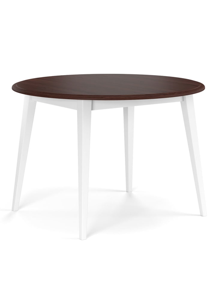 Esstisch Belluno Elegante Kiefer weiß lackiert / Nussbaum 90 / 90 / 74,5cm