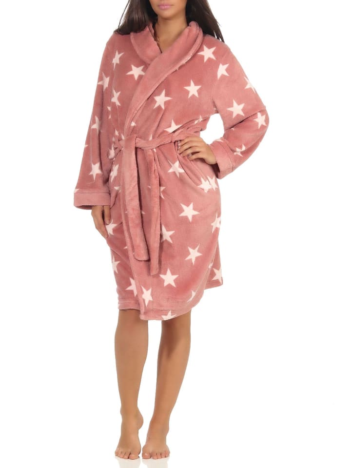 Bademantel Sterne Morgenmantel Coralfleece - 51266 in rosa