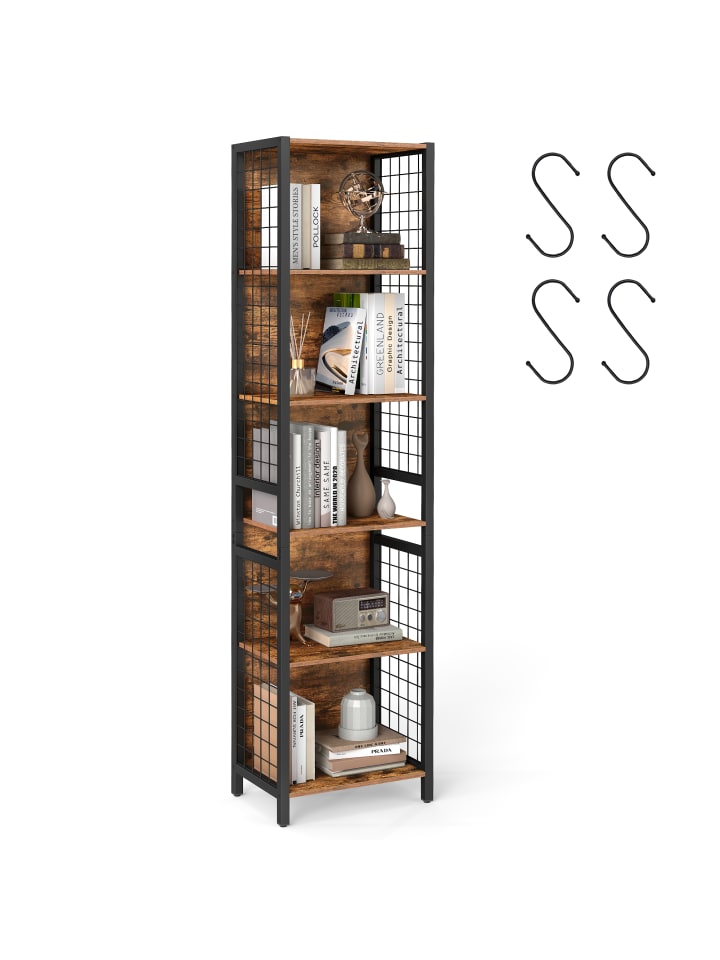 Bücherregal Dacey in Braun-Schwarz - (B)40 x (H)175.6 x (T)30 cm