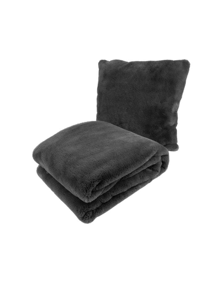 Dekokissen & Decke Aimee 625 2er-Set in anthrazit