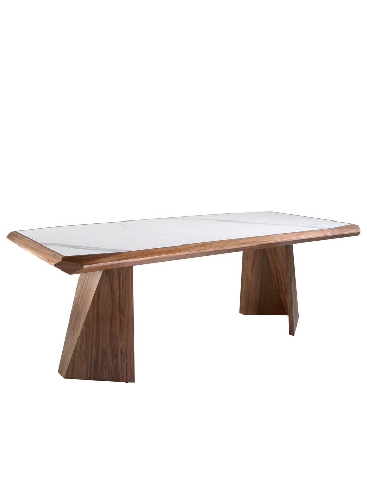 Esstisch 1106 in Weiß/Walnuss – (B)220 x (T)110 x (H)76 cm