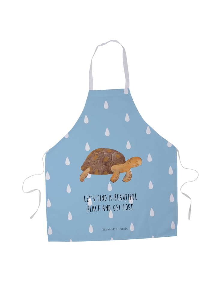 Schürze Schildkröte MHerzieren mit Spruch in Blau Pastell