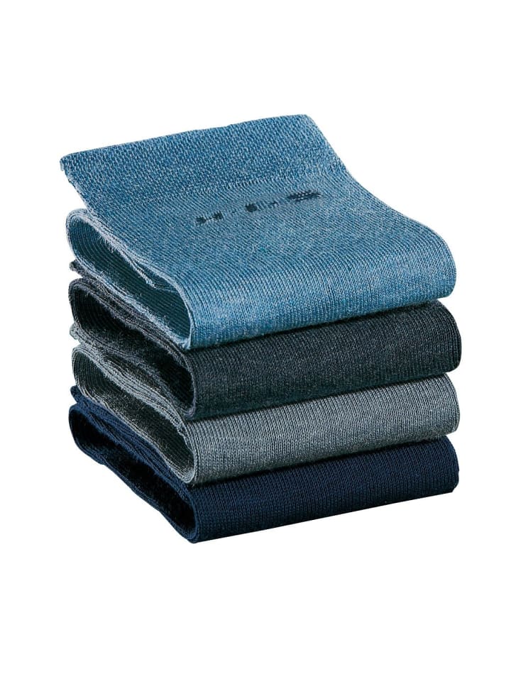 Socken in 1x marine, 3x jeanstöne