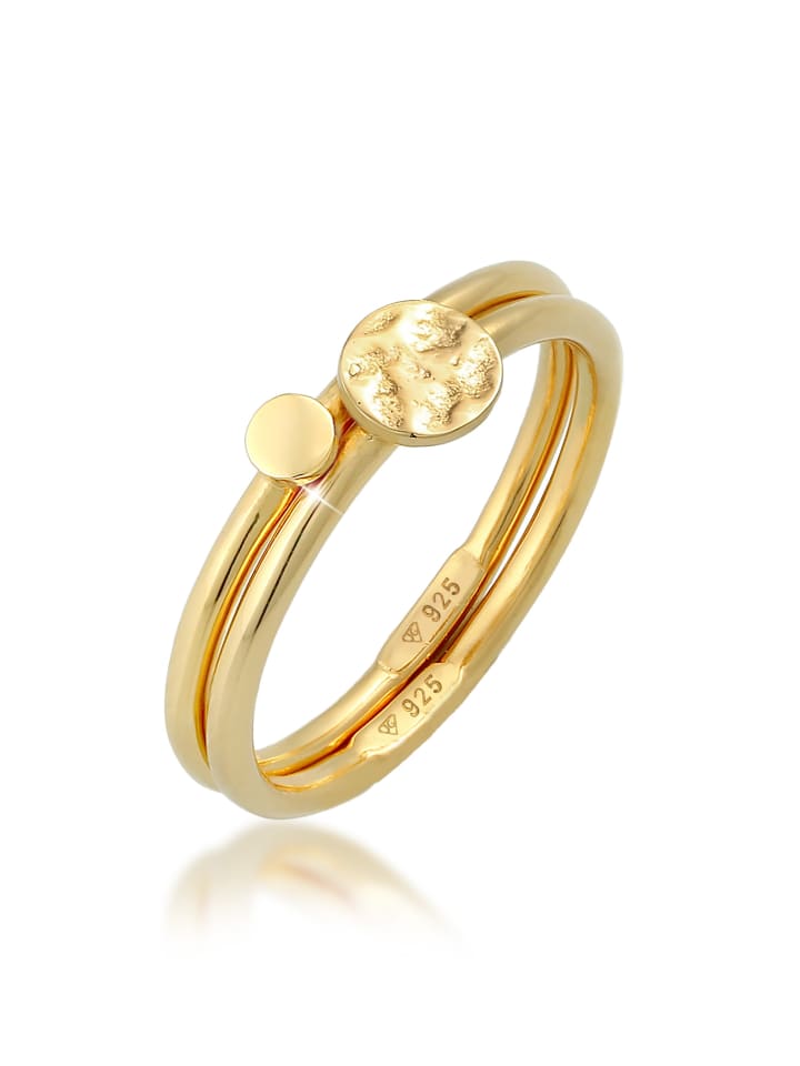 Ring 925 Sterling Silber Kreis, Ring Set in Gold