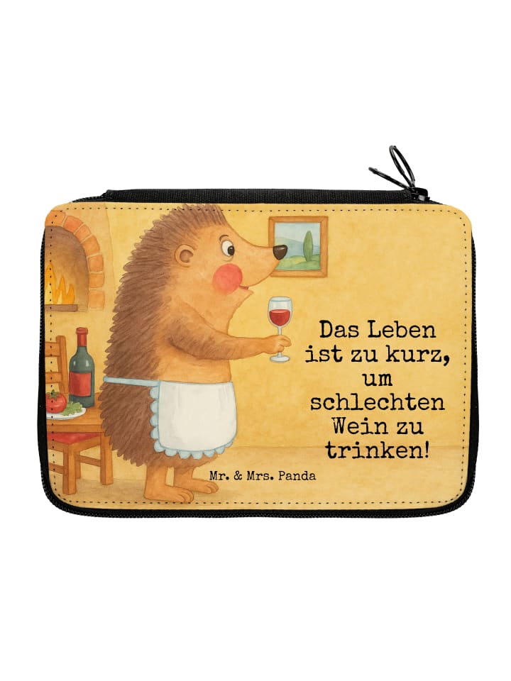 Federtasche Igel Wein Design mit Spruch in Weiß