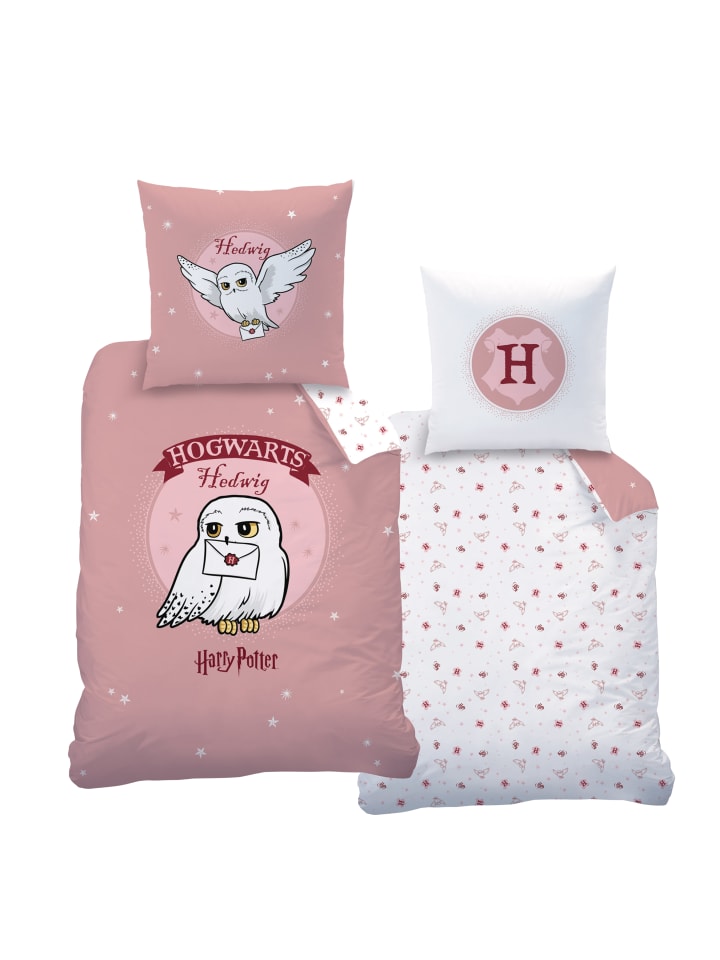 Bettwäsche-Set Flanell "Harry Potter - Eule Hedwig" in Rosa