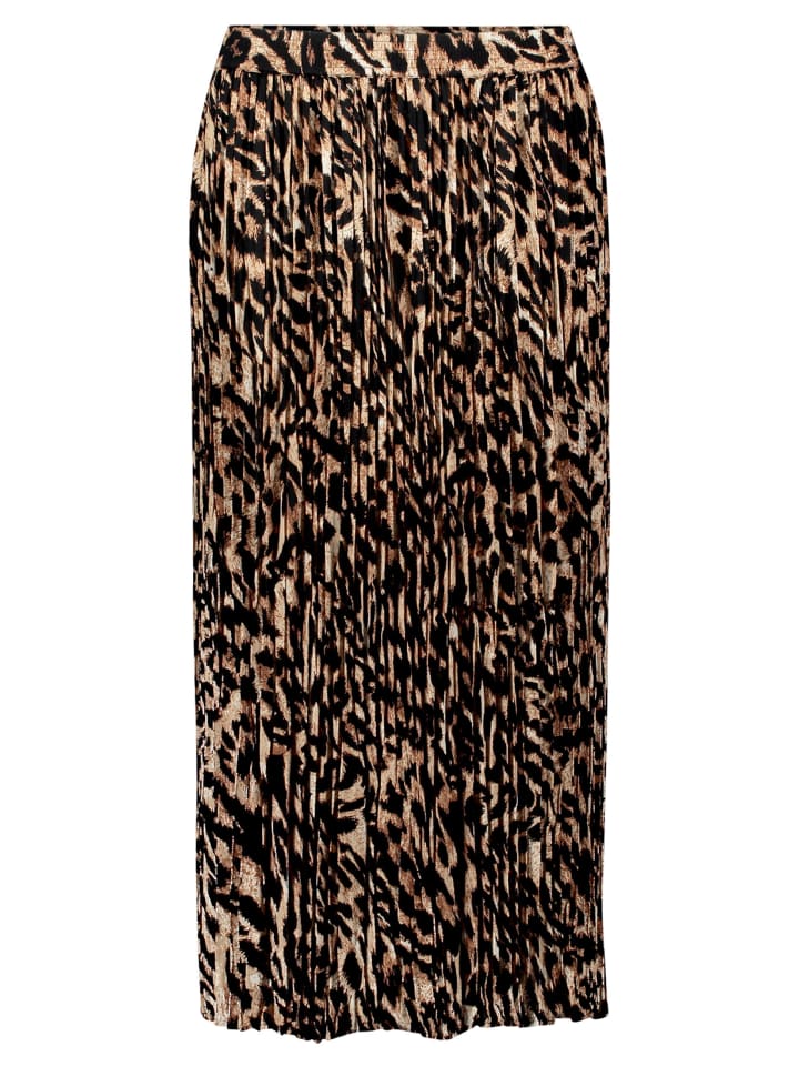 Plisseerock mit Gummizug in Schwarz/Beige