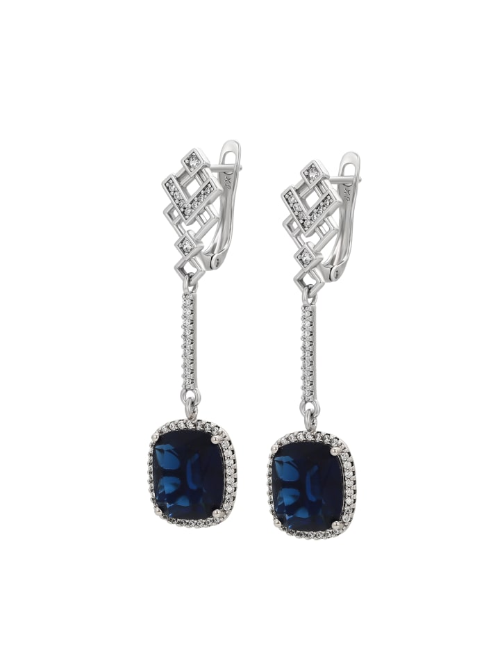 Women Earrings in Silver Navy