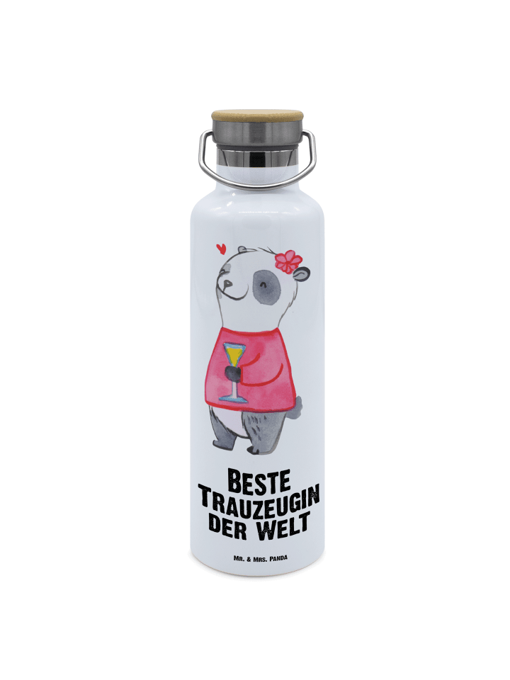 Trinkflasche Edelstahl Panda Beste Trauzeugin d... in Weiß