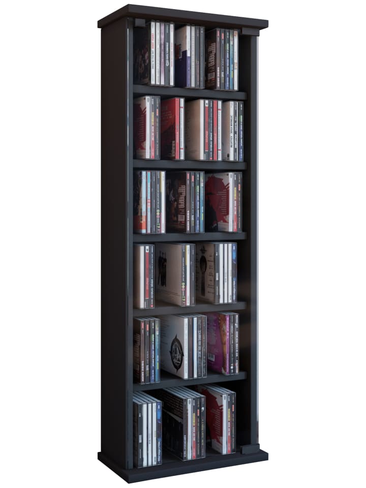 Holz CD DVD Stand Regal Schrank Vetro Glastür in Schwarz