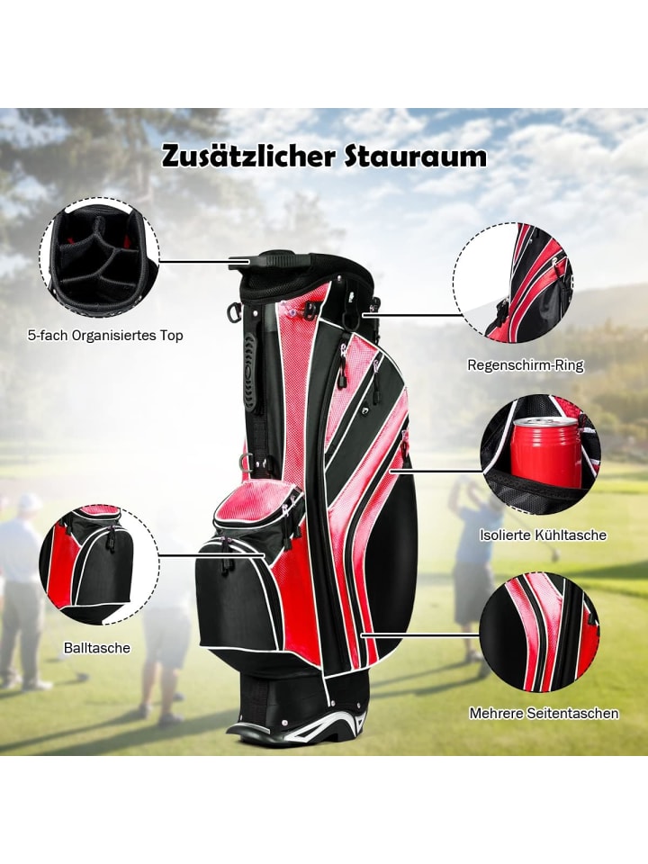 COSTWAY Golfbag mit Ständer und