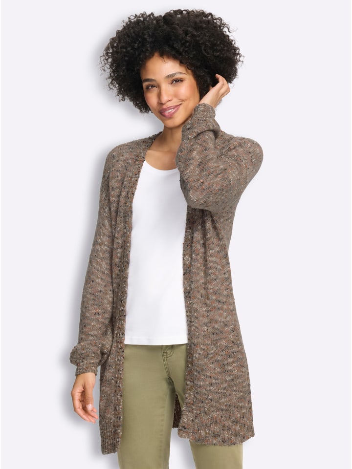 Strickjacke in taupe-papaya-meliert