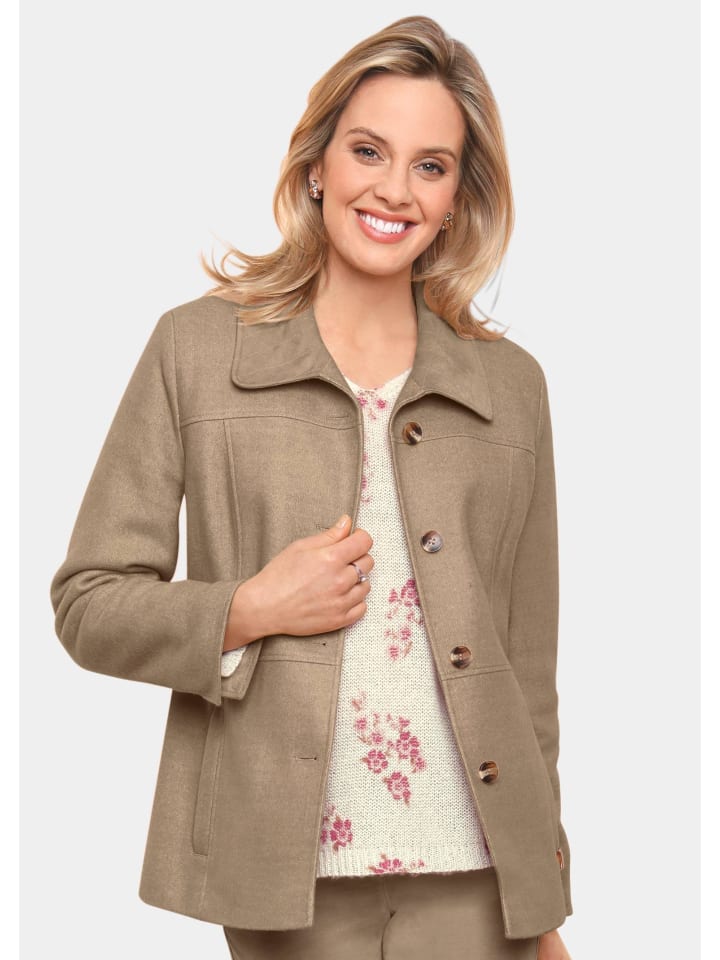 Kurzgröße: Jacke in Velourslederoptik in milchkaffee / camel / melange