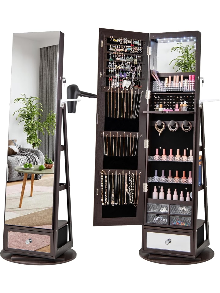 Schmuckschrank drehbar mit LED in Sand