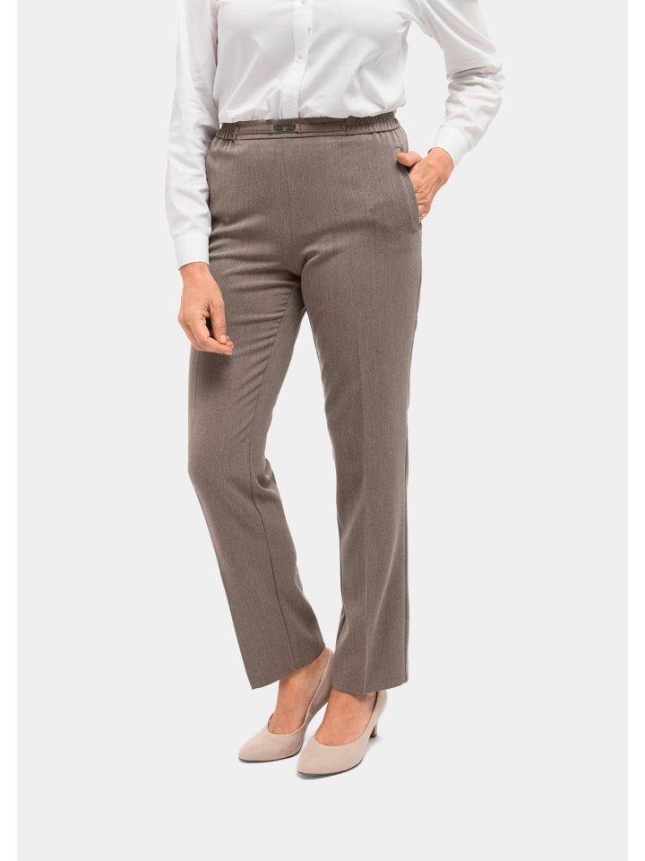 Kurzgröße: Professlanhose mit Zierteil in taupe / melange