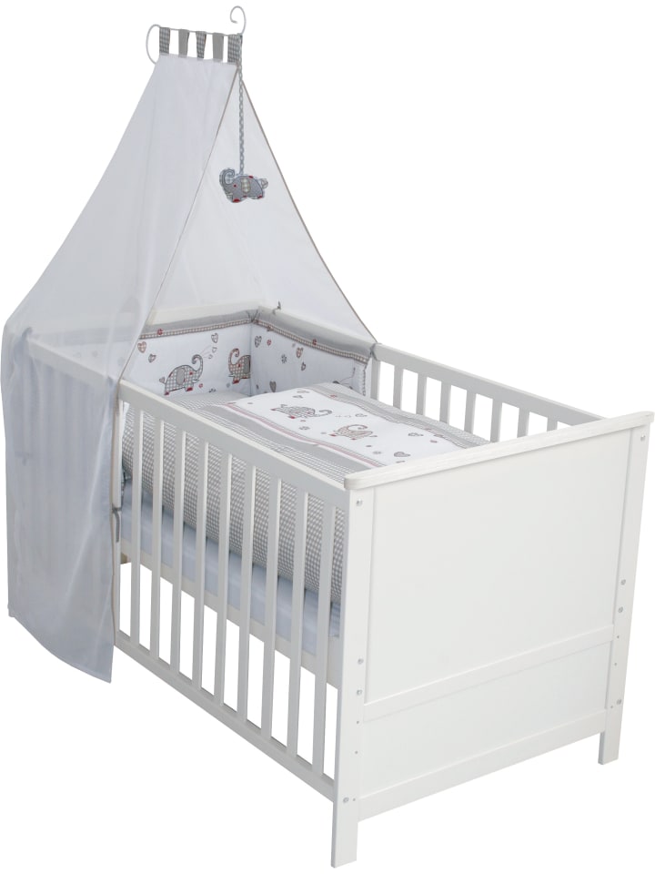 Komplettbettset Jumbotwins inkl. Himmel, Nest & Matratze 70 x 140 cm - Weiß