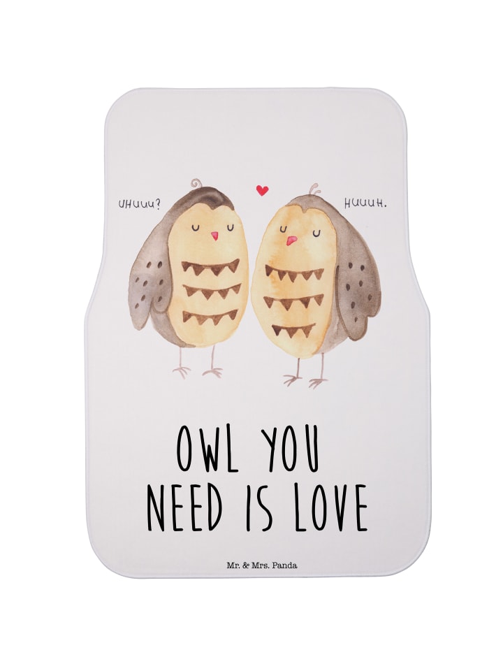 Automatte Eulen Liebe mit Spruch in Weiß