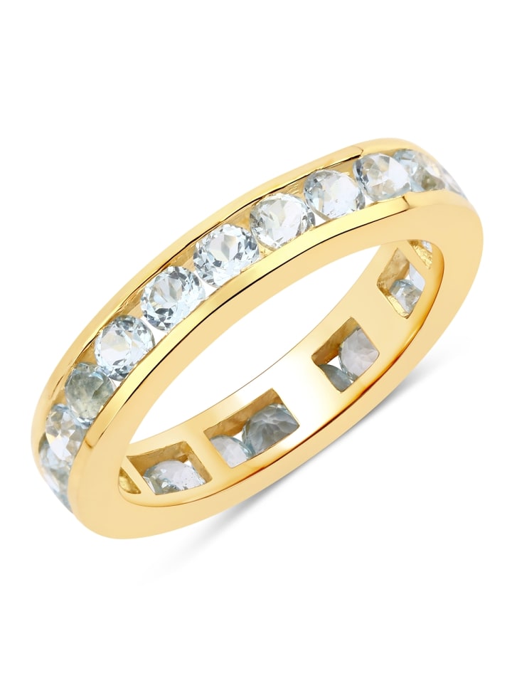 Ring aus Sterling Silber mit Blautopas in gelbgold