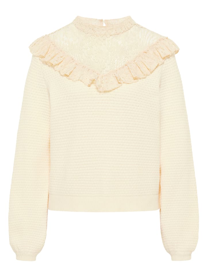 Damen Strickpullover in Wollweiss