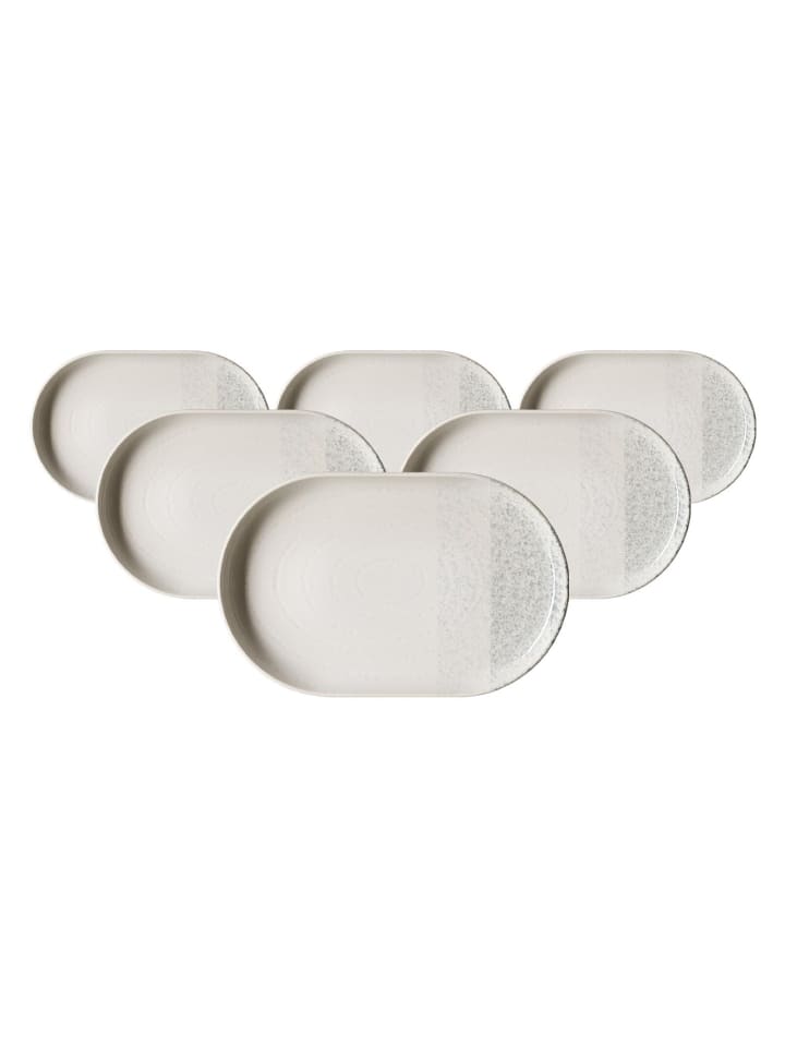 6er Set Servierplatten Trio in Grau 20 x 13 cm