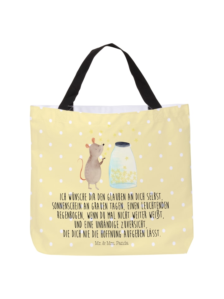 Tote Bag Maus Sterne mit Spruch in Gelb Pastell