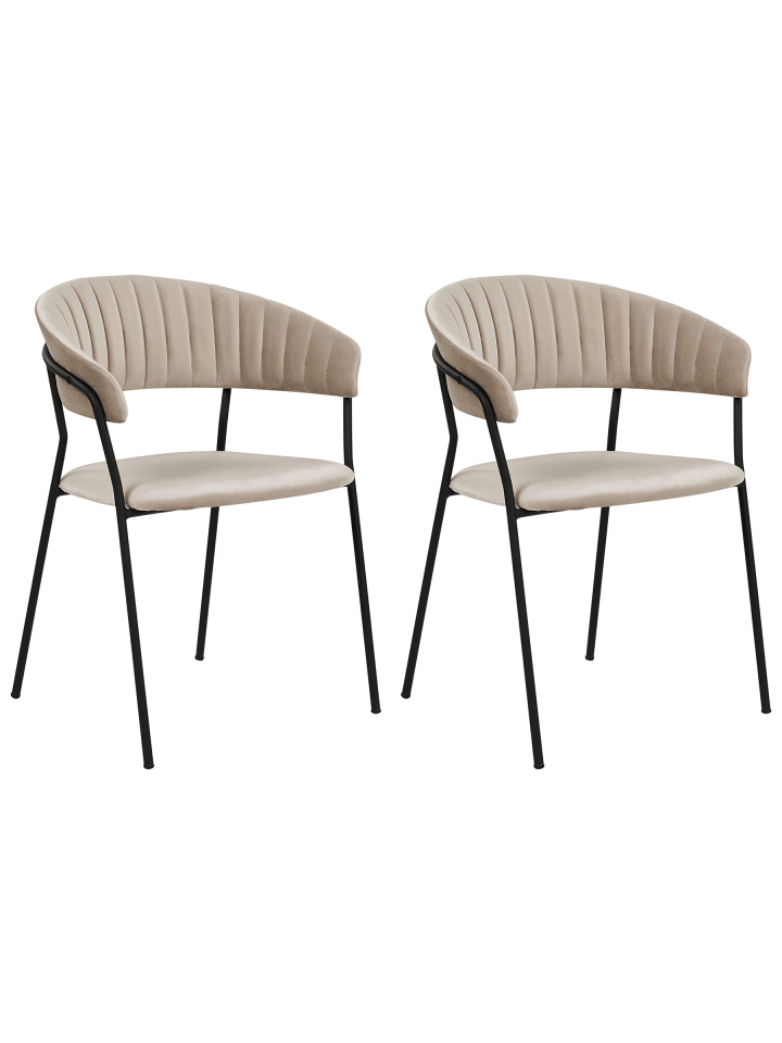 2er-Set Esszimmerstuhl MARIPOSA in Beige/Schwarz