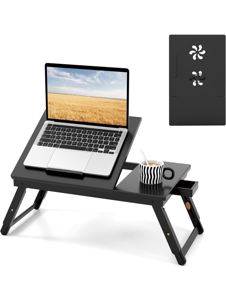 Bambus Laptoptisch klappbar in Schwarz