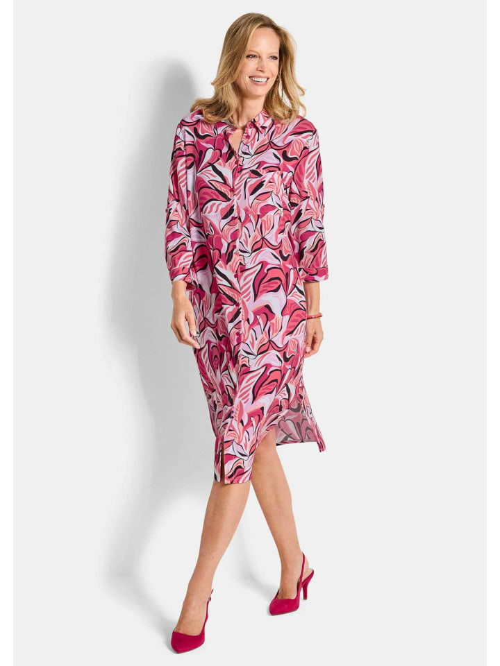 Kurzgröße: Druckkleid mit floralem Muster in pink / gemustert