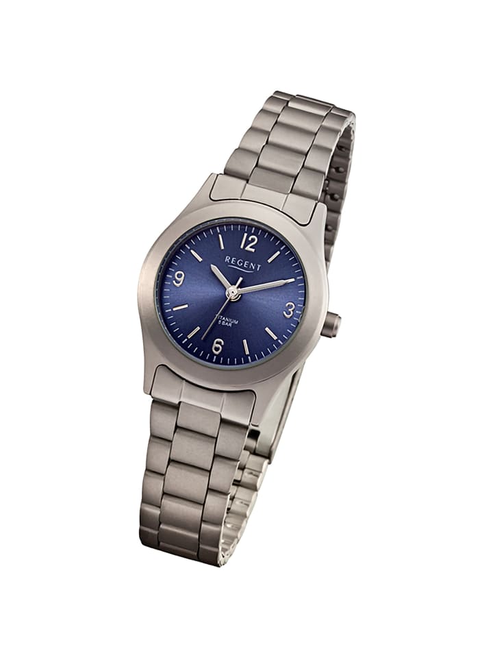 Analog-Armbanduhr Regent Metallarmband grau klein (ca. 26mm)