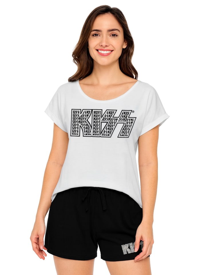 KISS - Schlafanzug Kurz in schwarz/weiß