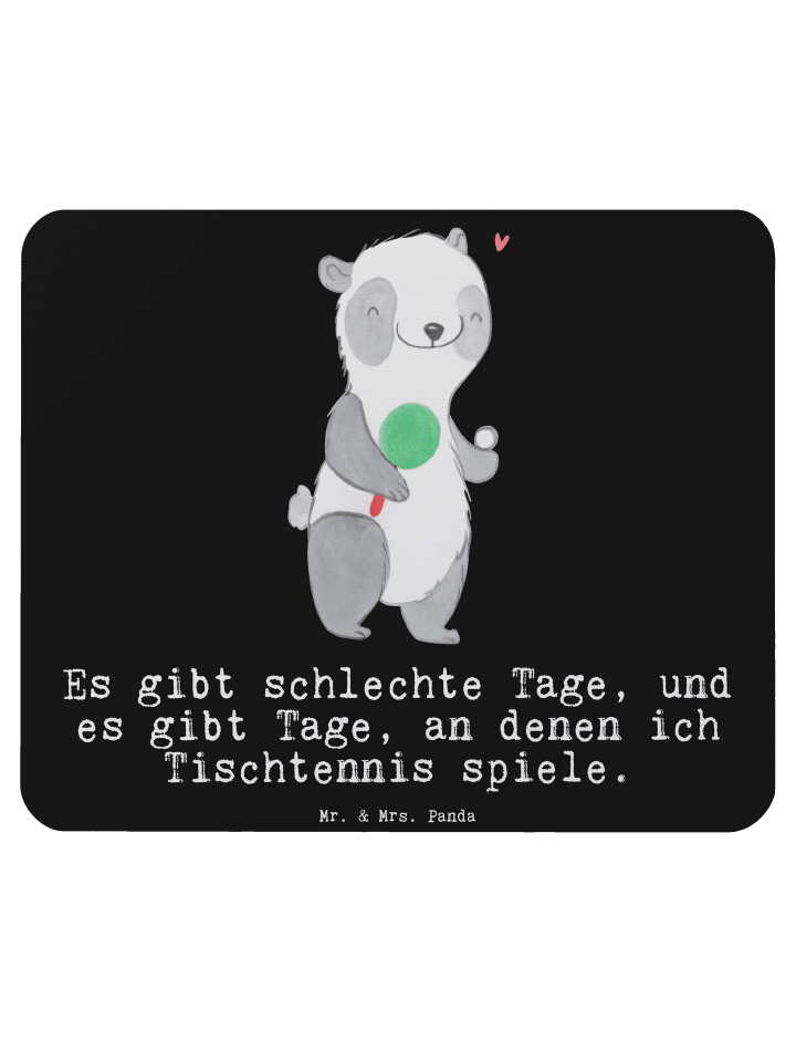 Mouse-Pad Panda Tischtennis mit Spruch in Schwarz
