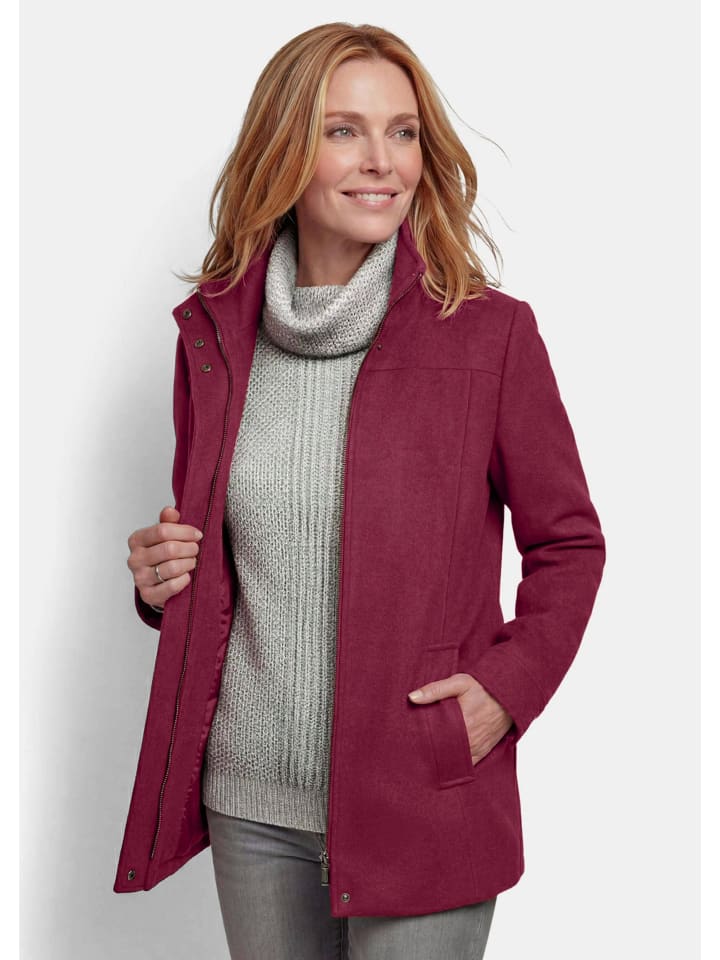 Longjacke mit Stehkragen in bordeaux