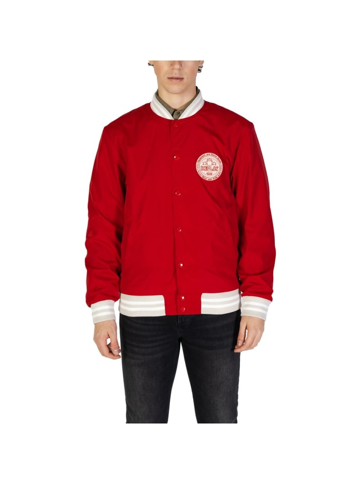 Rot Baumwolle Bomberjacke