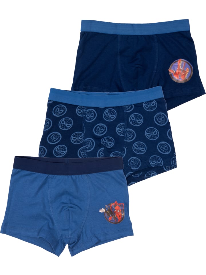 3er Pack Marvel Spiderman Boxershorts in blau