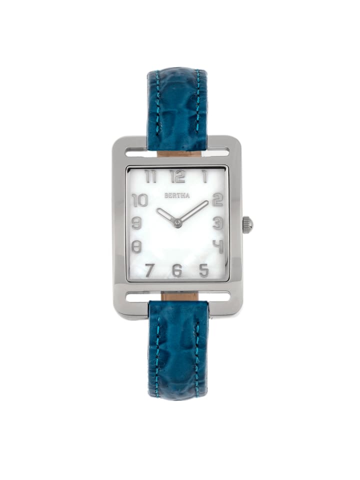Marisol Schweizer Perlmutt-Lederarmbanduhr in Blue