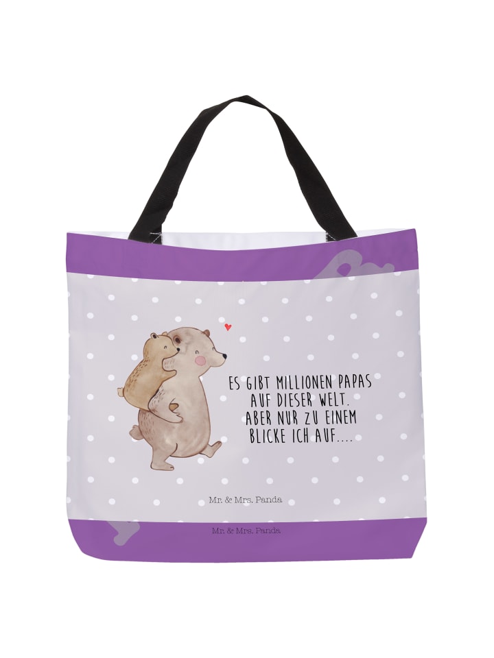 Tote Bag Papa Bär mit Spruch in Grau Pastell