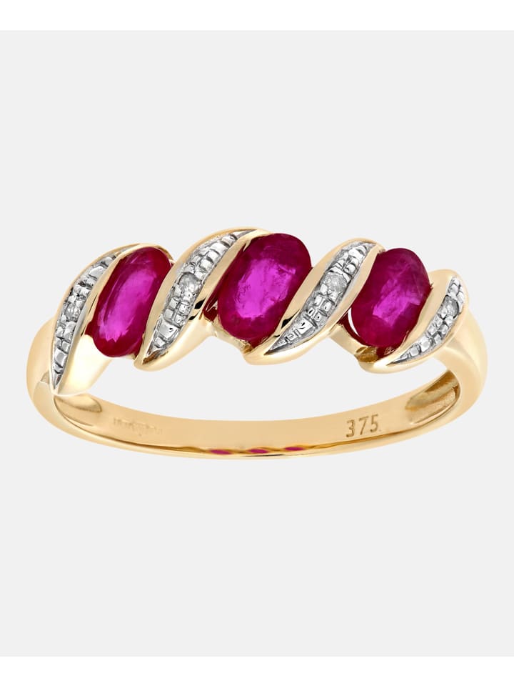 Eternity-Ring aus 375 Gelbgold mit Diamant mit Rubin