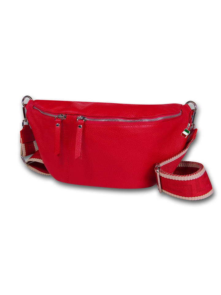 Leder Gürteltasche Florence Tasche rot ca. 37cm