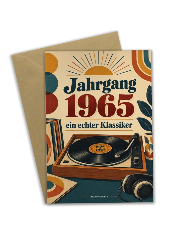 Glückwunschkarte Geburtstag 1965. Geburtstag Sc... in Weiß