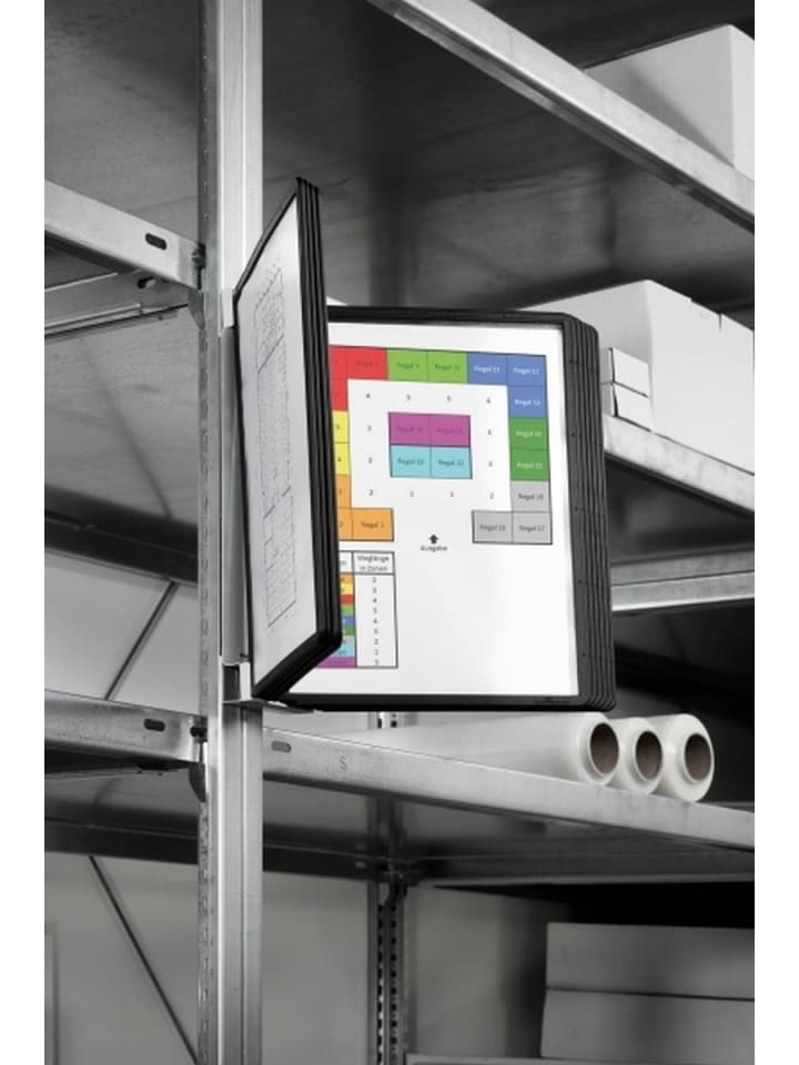 Wandhalter für Sichttafeln A4 magnetisch mit 10 Tafeln schwarz