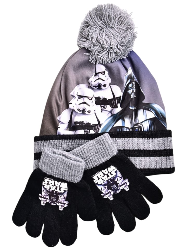 2-tlg. Winter Set: Star Wars Mütze & Handschuhe in Grau