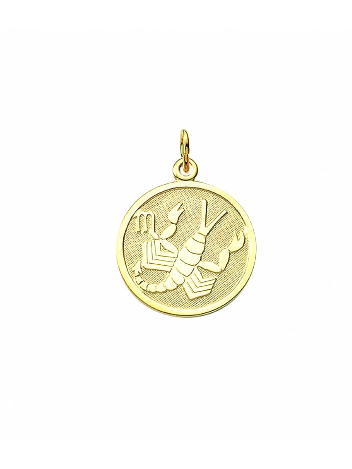 Damen & Herren 333 Gold Sternzeichen Anhänger Skorpion Ø 16 mm in gold