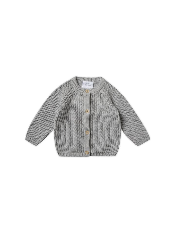 Gerippter Strick-Cardigan in grau