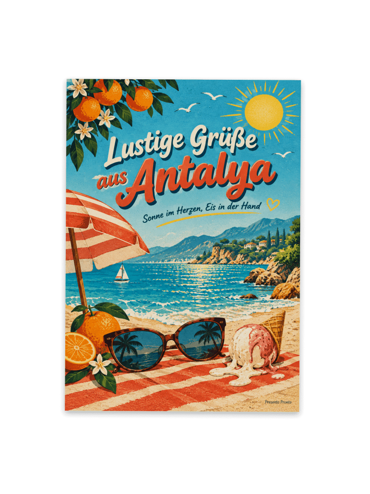 Postkarte Sonnenbrille sonnig Design mit Spruch in Weiß