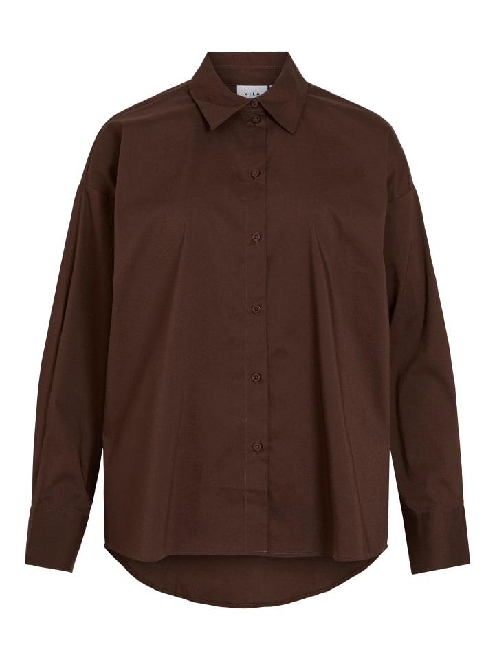 Oversized Langarmhemd aus Baumwolle in Coffee Bean