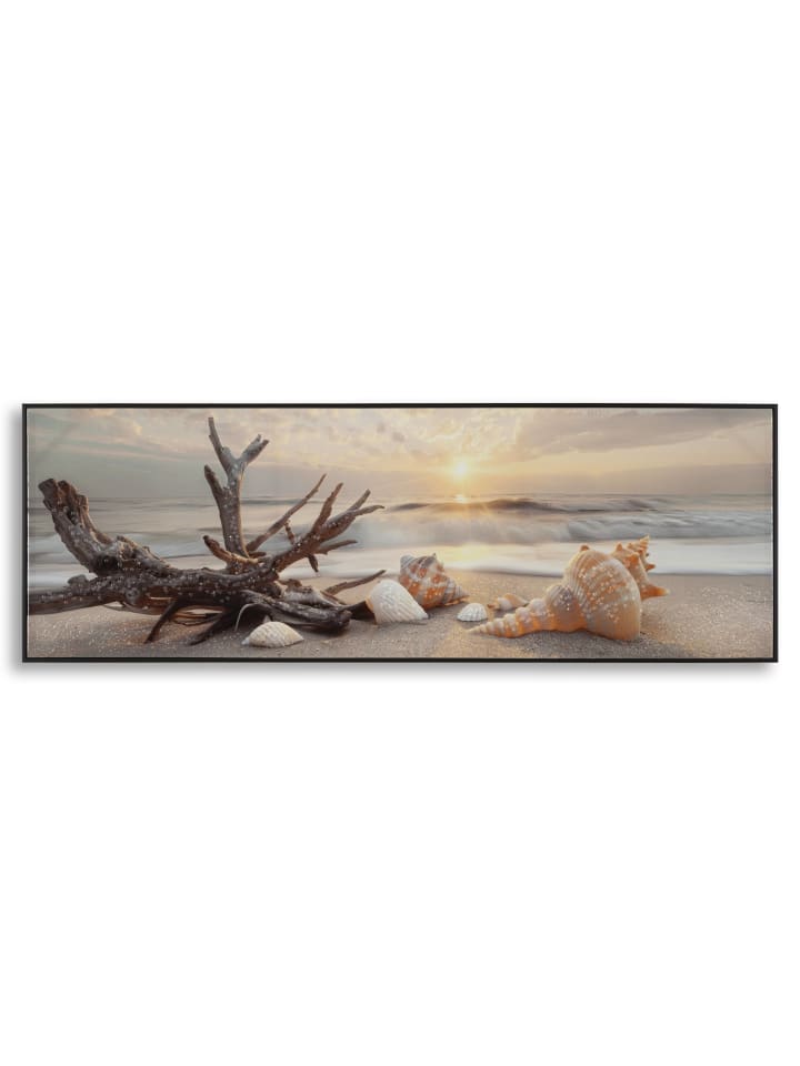 Gemälde auf lackierter Leinwand mit Rahmen und Reliefs, 152 × 4 × 52 cm