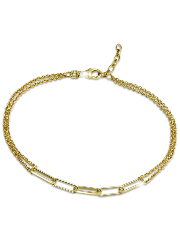 Fantasiekettekette Fantasie Armband 925 Silber vergoldet (Gold 333) ca. 19cm