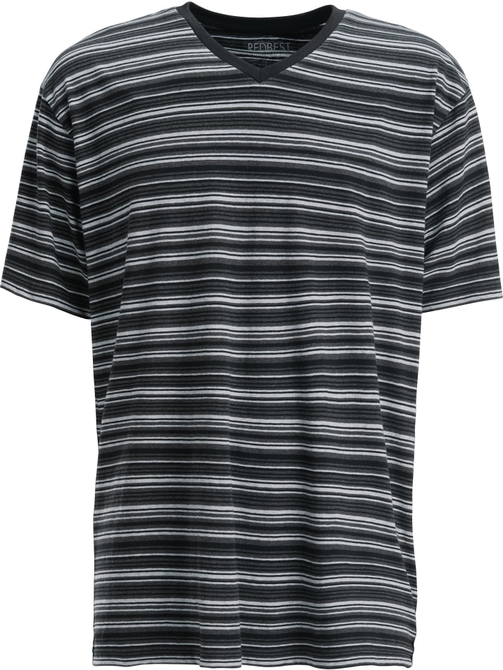 Single-Jersey T-Shirt geringelt in anthrazit meliert