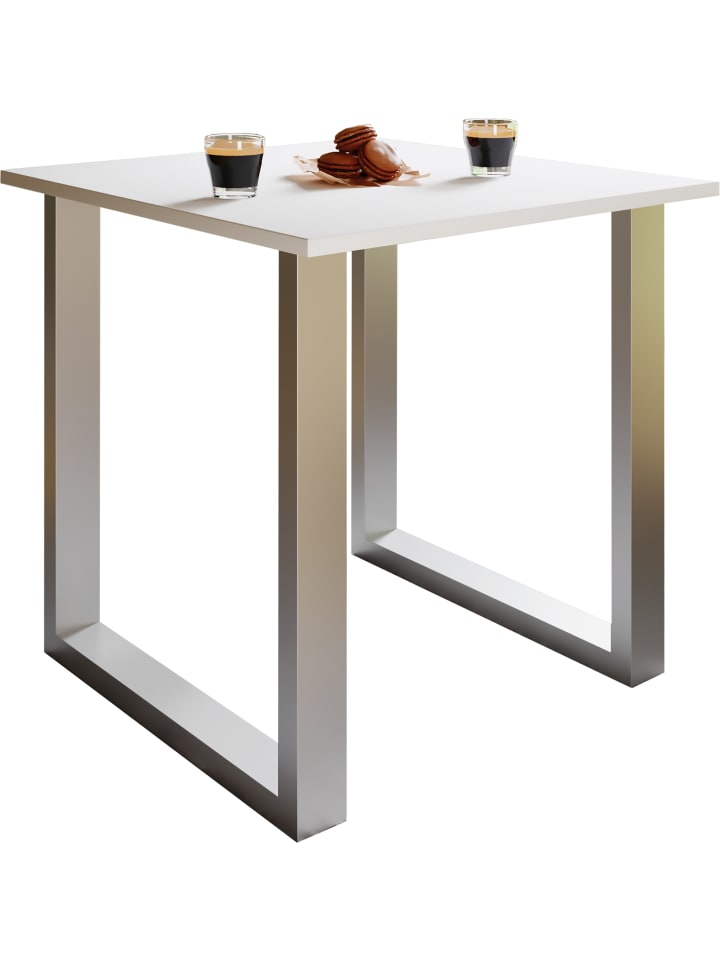 Premium Holz Esstisch Küchentisch Xona U 80x80 in Silber / Weiß