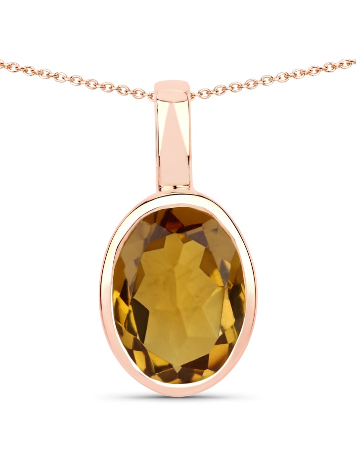 Anhänger mit Kette "Champagner Quarz rosèvergoldet" in Braun